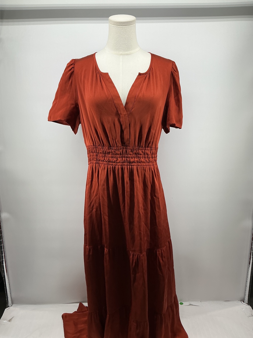 Washable Stretch Silk Tiered Maxi Dress
